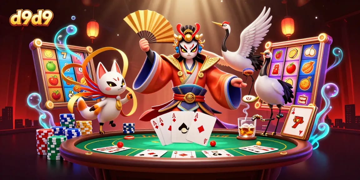 Maglaro sa d9d9 gamit ang mga slot reels at masayang simbolo sa isang masiglang sumusunod na eksena.