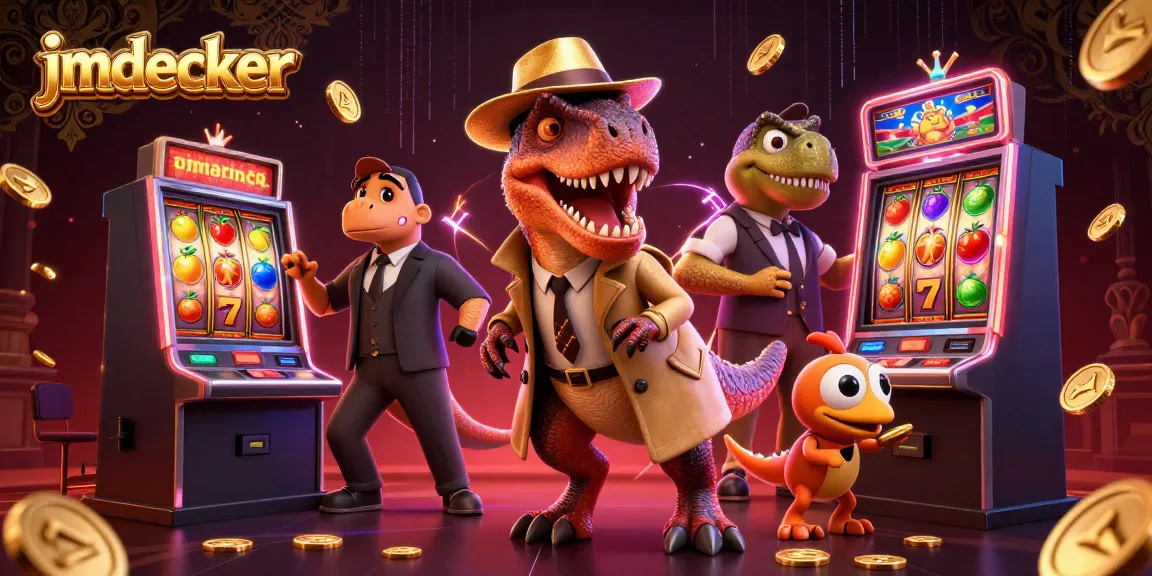 Experience thrilling slot action with the jmdecker velociraptor counter at a bustling casino scene.