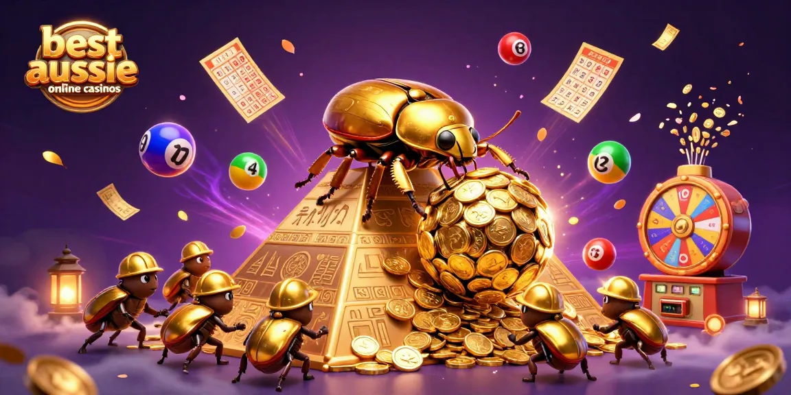 Engage with the best Aussie online casinos as golden coins and lively lottery elements burst into action.