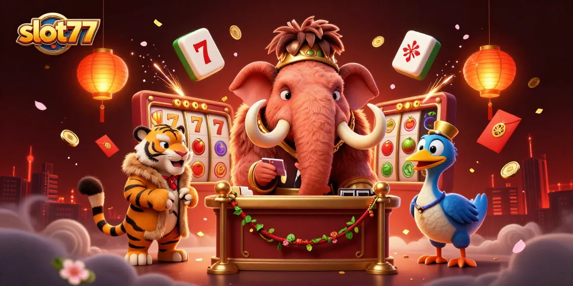 Experience thrilling wins at slot777 with a vibrant illustration of a lively casino scene.
