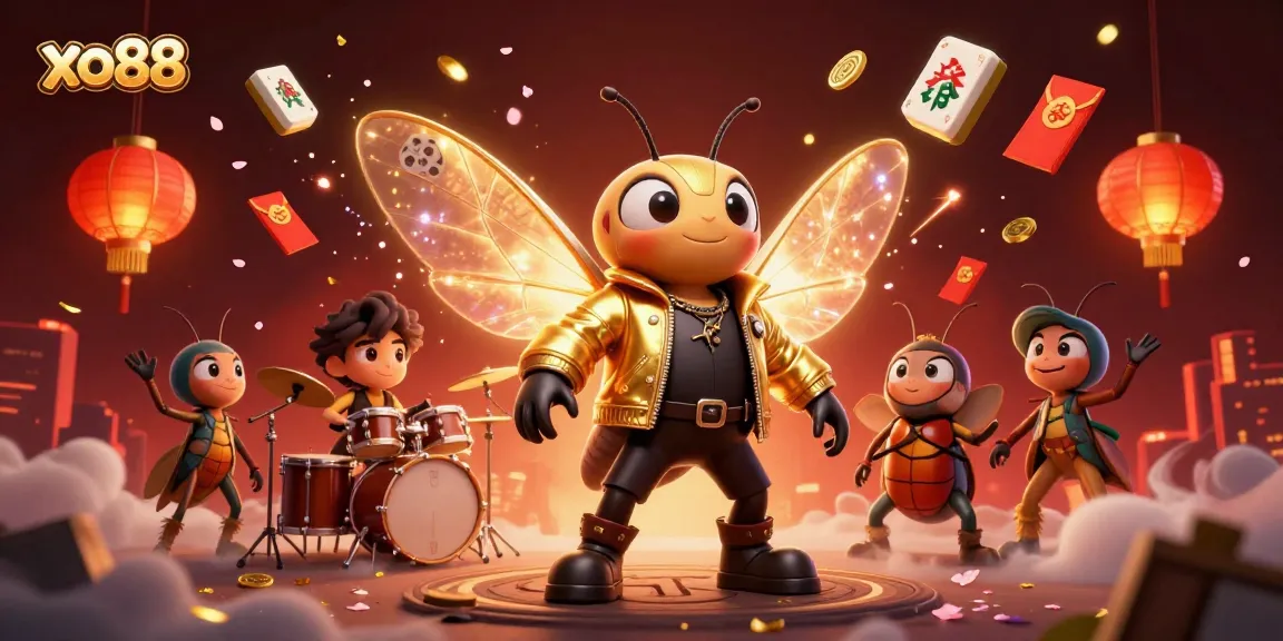 Experience excitement with xo88 leading a vibrant casino party scene of musical characters.