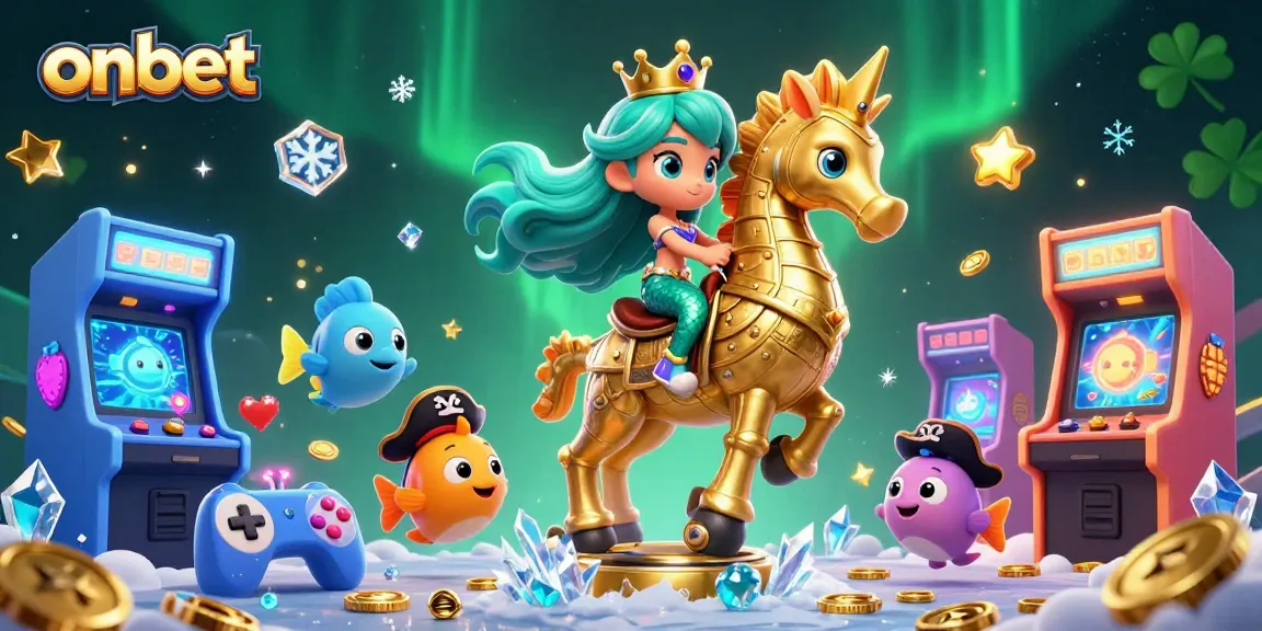 Engage with onbet's exciting atmosphere featuring a mermaid and seahorse in a vibrant casino adventure.