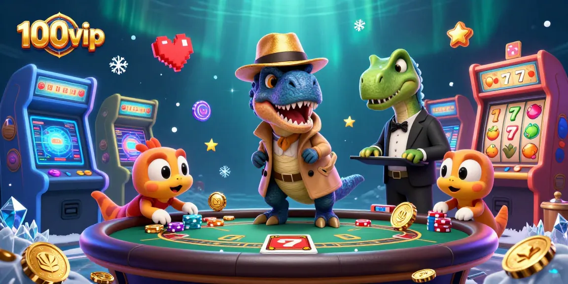 Playing at a dynamic 100vip casino table with vibrant characters and exciting gaming visuals.