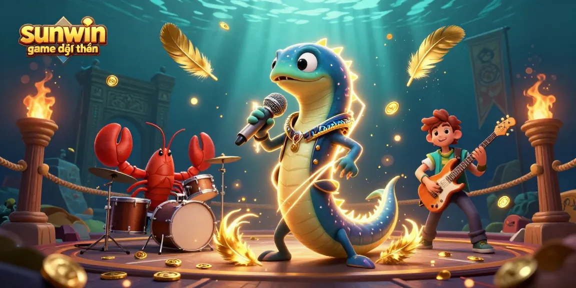 Experience exciting wins with the sunwin game đổi thưởng underwater casino scene featuring a DJ eel and vibrant characters.