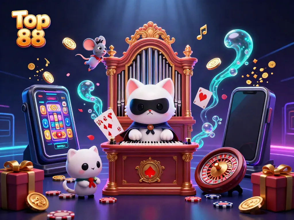 Experience thrilling slot games in the enchanting world of Top 88, featuring whimsical casino characters.
