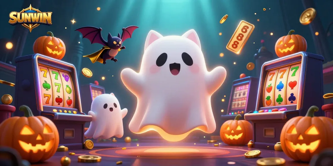 SUNWIN offers an exciting online casino experience with friendly ghost cat and glowing jack-o-lanterns.
