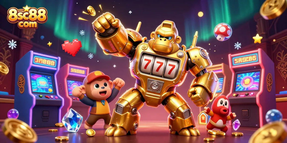 Experience the thrill of 8sc88 com with vibrant 3D casino-themed game elements and characters.