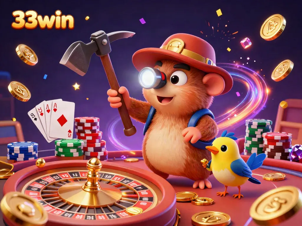 Experience thrilling casino excitement with 33win in this vibrant illustration of winning moments.