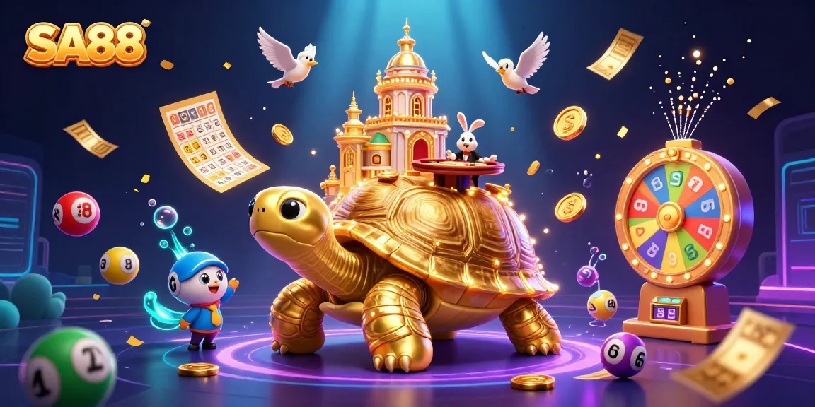 SA88 captures gamblers' excitement with a vibrant casino scene featuring a tortoise casino and a rabbit dealer.