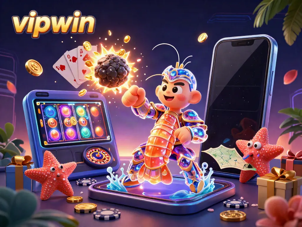 Experience thrilling gameplay at vipwin with a galactic samurai mantis shrimp amidst treasure-filled asteroids.