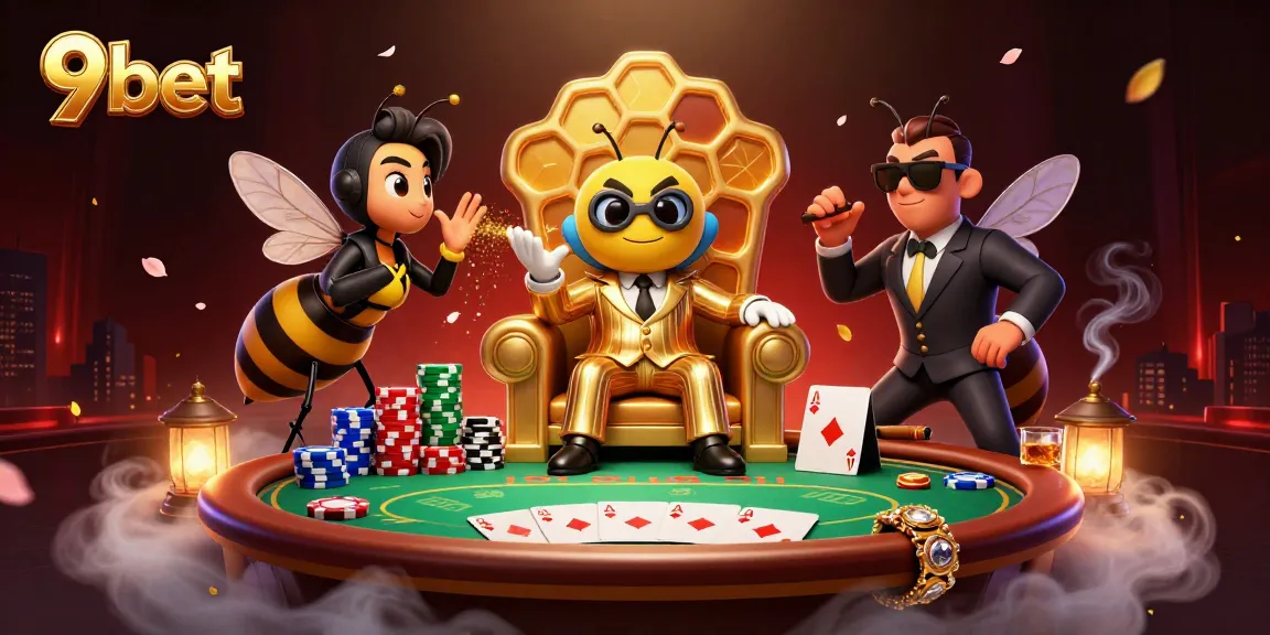 Join the 9bet action with a vibrant mob boss scene in a dynamic poker setting.