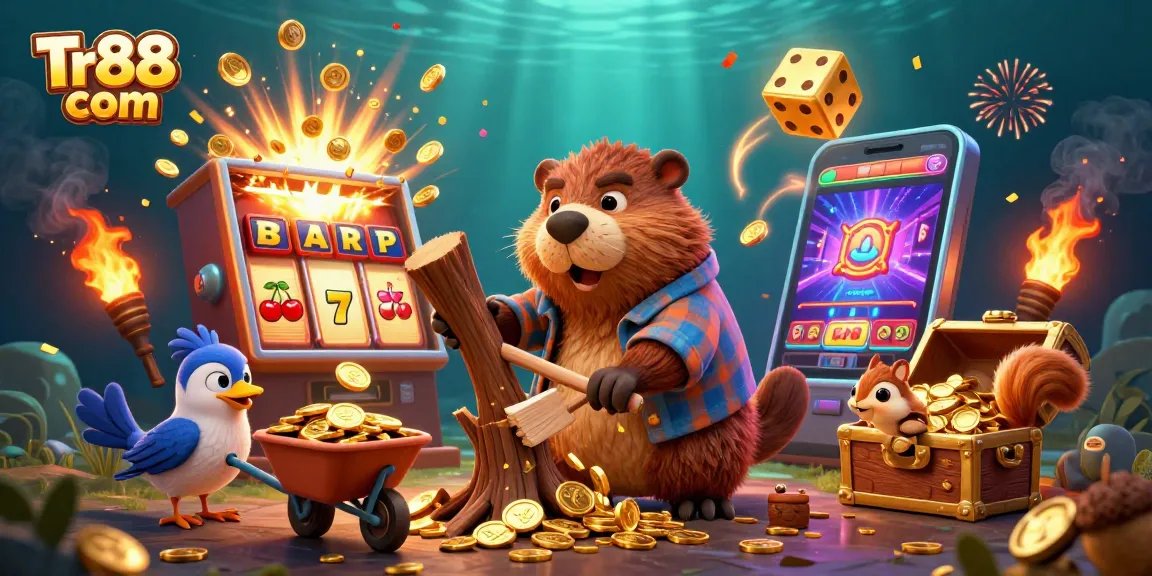 Experience excitement with Tr88 com as a dynamic casino scene unfolds with beavers and gold!
