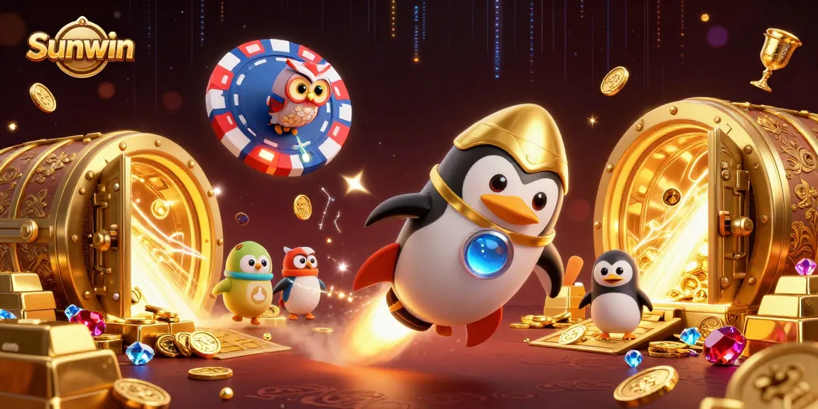 Experience thrilling gameplay with Sunwin as a golden penguin navigates a casino-themed galaxy.