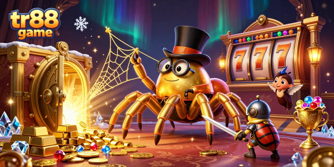 Engage with the thrilling tr88 game as characters explore an extravagant casino scene.