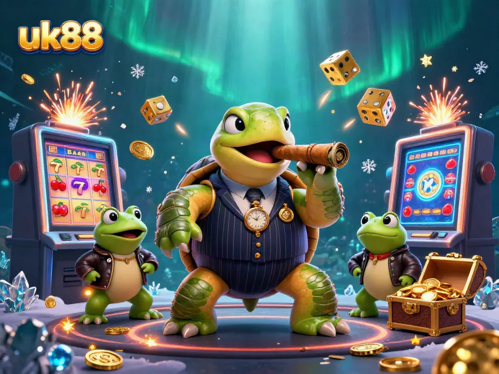 Experience thrilling slots action with uk88's dynamic and vibrant 3D casino scene.