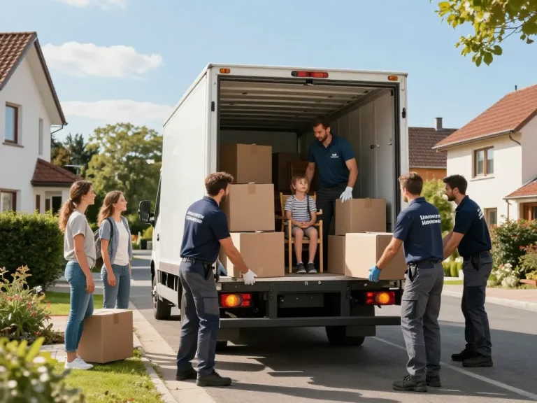 Professionelles Team von Umzugsunternehmen Hannover lädt Familienbesitz in den Truck, stressfreies Umziehen.