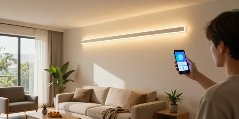 Aplica LED reglează lumina într-un interior modern, punând în evidență versatilitatea iluminatului LED.