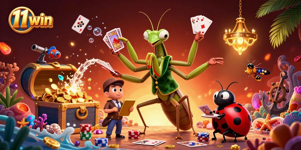 Experience the thrill of 11 win with a vibrant casino scene featuring cartoon characters and riches.
