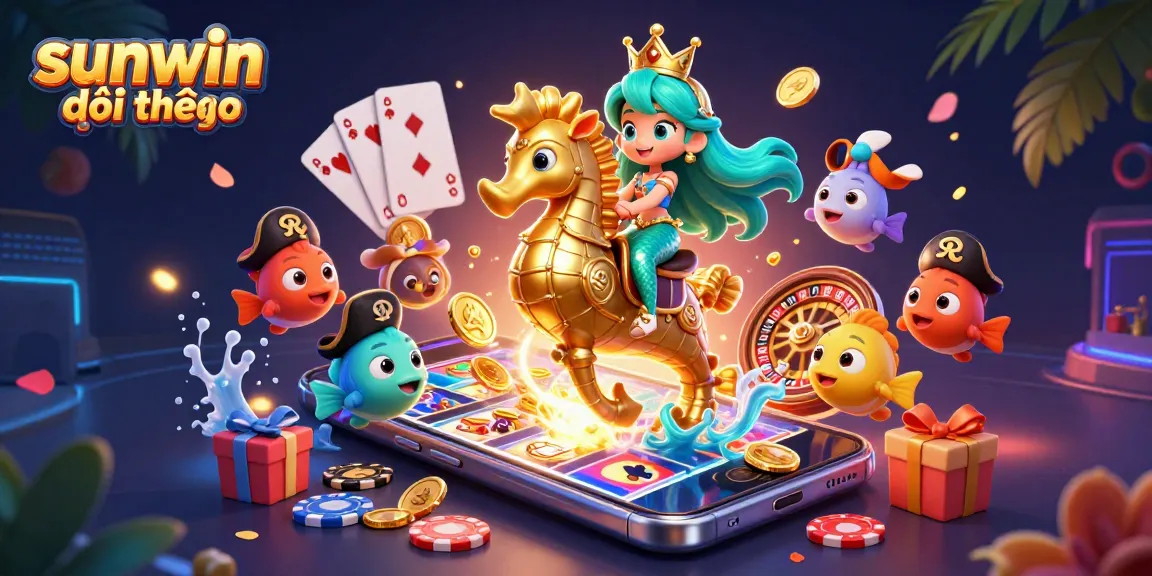 Experience sunwin đổi thưởng with a vibrant mermaid princess and her pirate fish companions amidst exciting casino elements.